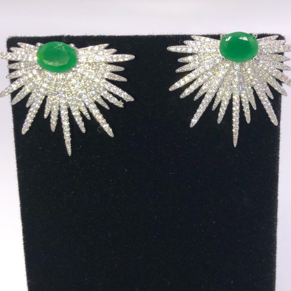 18k 3ct Starburst Earrings - Picture 4 of 13